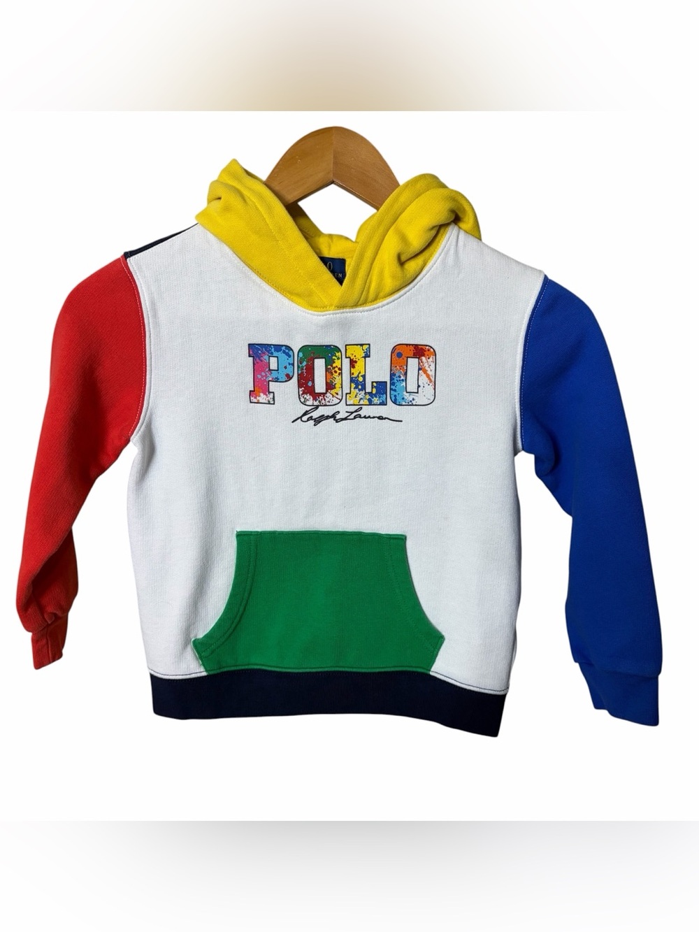 Polo Ralph Lauren Boy's Paint-Splatter Logo-Print Color Block Hoodie sweater